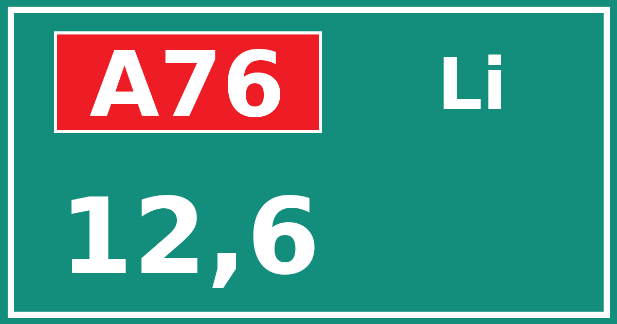 Hectometerbord A76 12,6 zijde Li