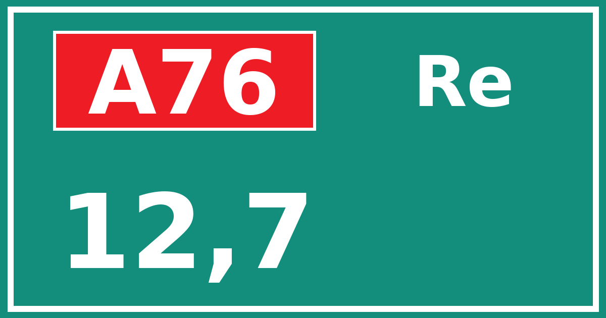 Hectometerbord A76 12,7 zijde Re