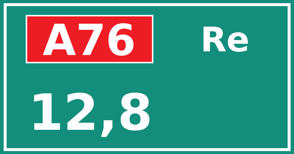 Hectometerbord A76 12,8 zijde Re