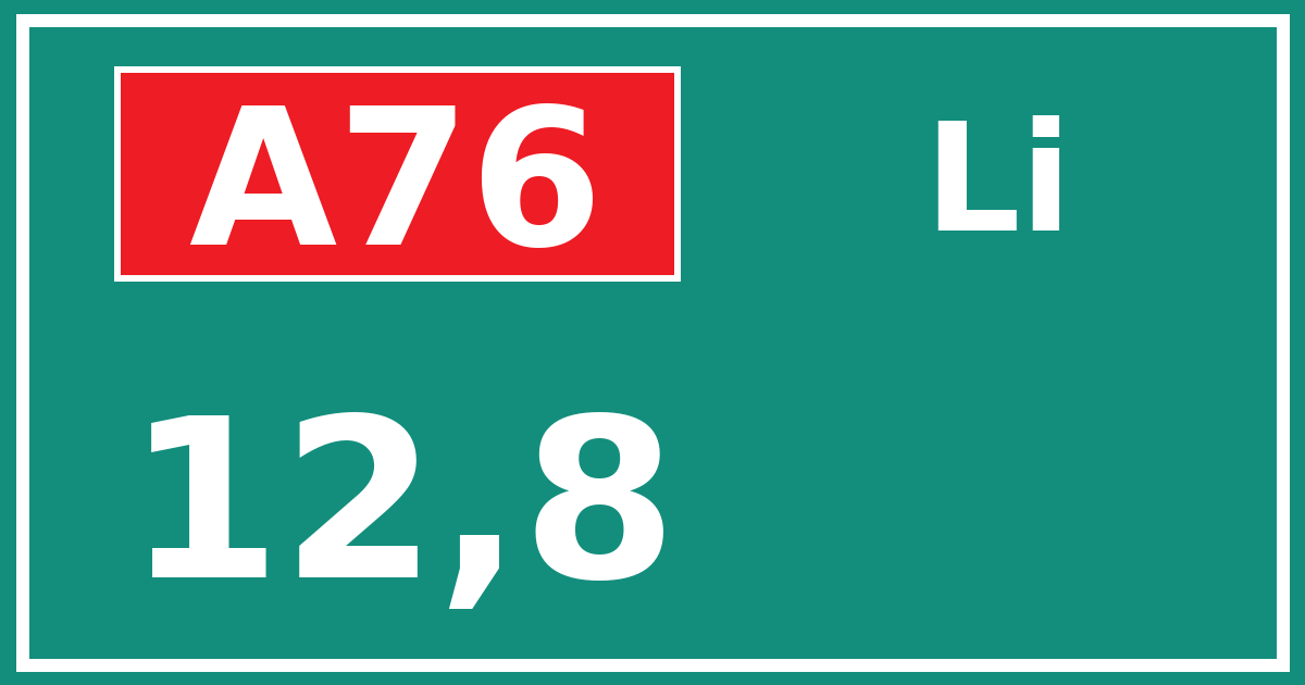 Hectometerbord A76 12,8 zijde Li