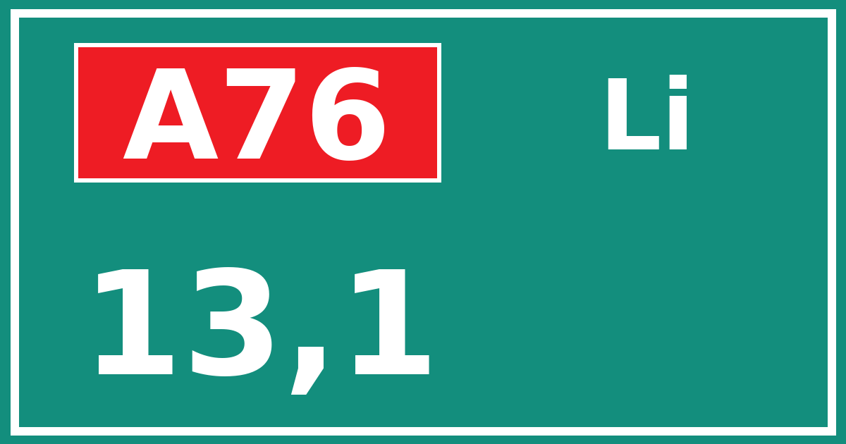 Hectometerbord A76 13,1 zijde Li