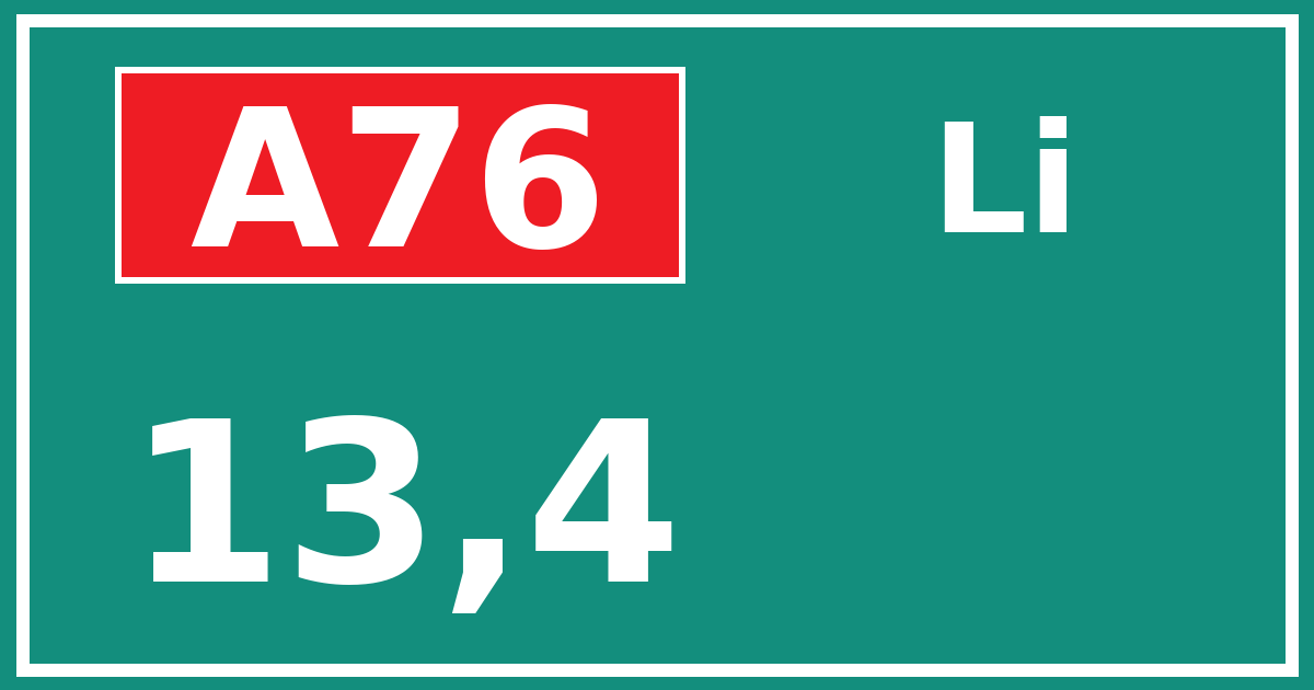 Hectometerbord A76 13,4 zijde Li