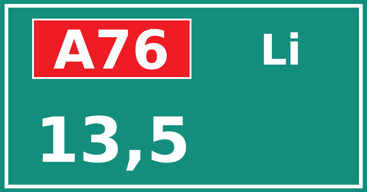 Hectometerbord A76 13,5 zijde Li