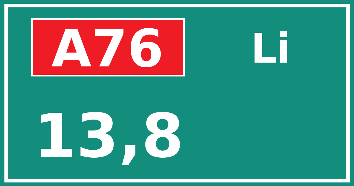 Hectometerbord A76 13,8 zijde Li