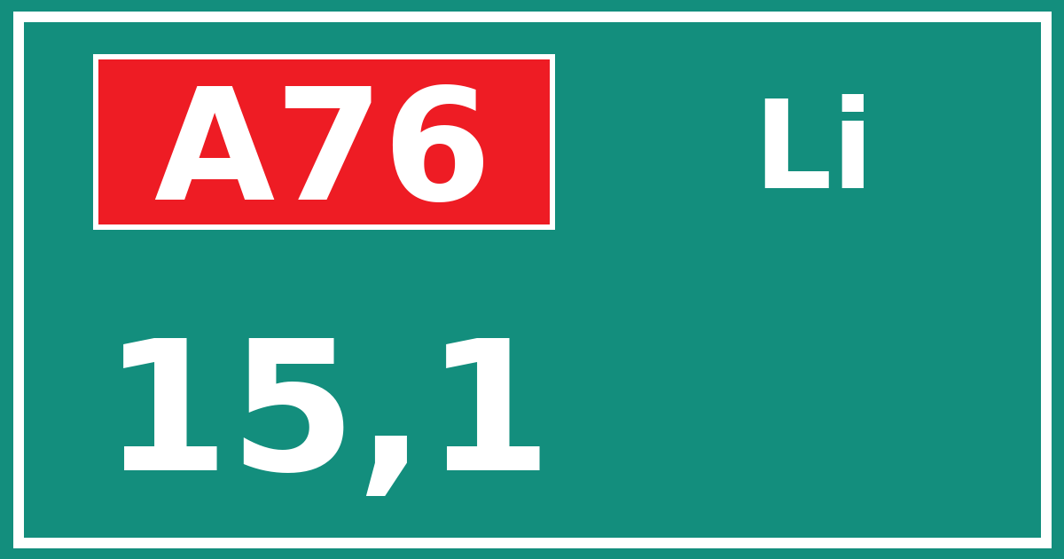 Hectometerbord A76 15,1 zijde Li