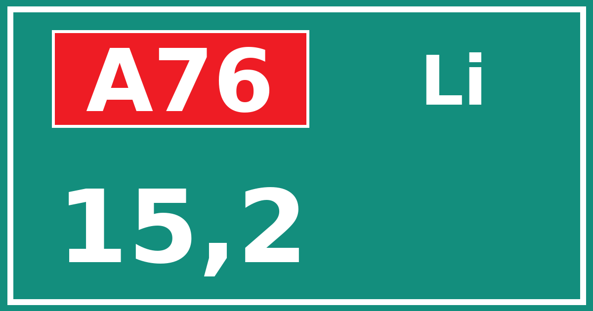 Hectometerbord A76 15,2 zijde Li