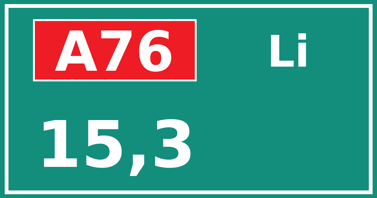 Hectometerbord A76 15,3 zijde Li