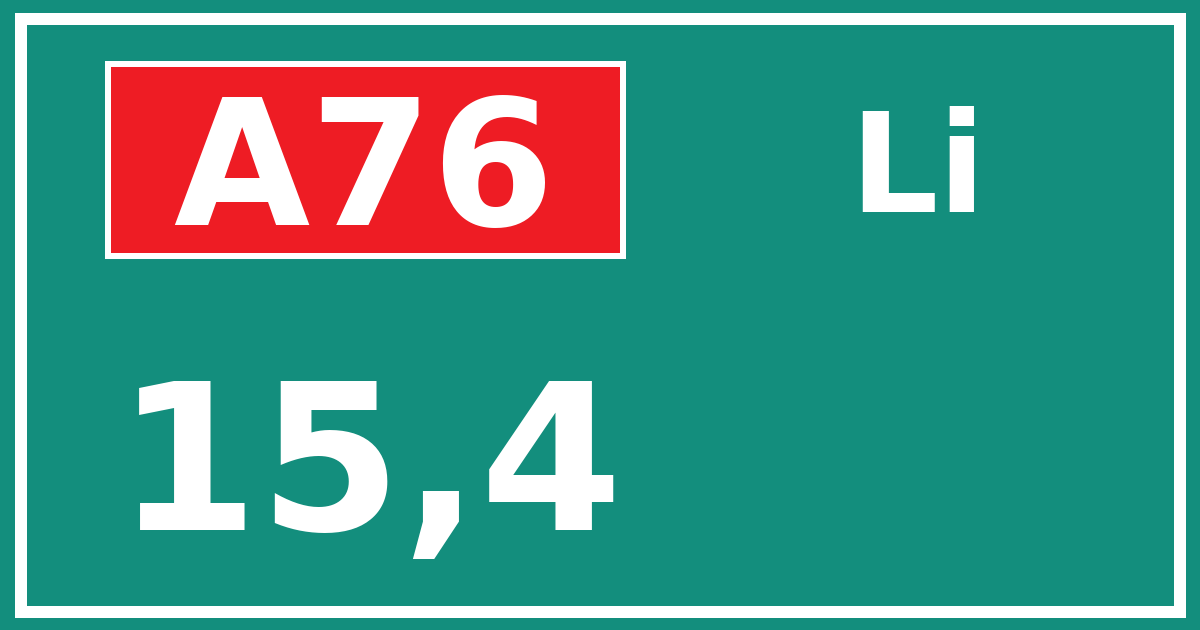 Hectometerbord A76 15,4 zijde Li