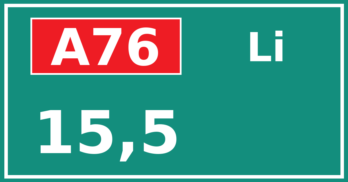Hectometerbord A76 15,5 zijde Li