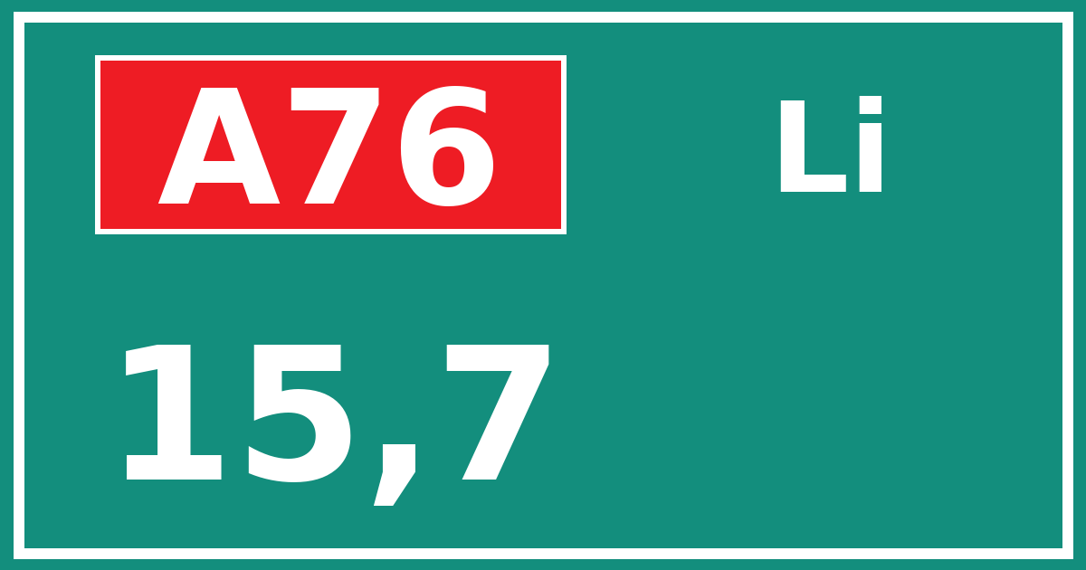 Hectometerbord A76 15,7 zijde Li