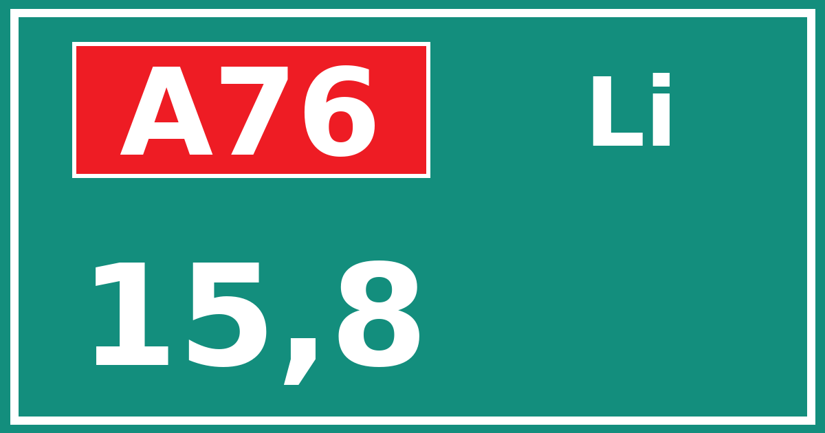 Hectometerbord A76 15,8 zijde Li