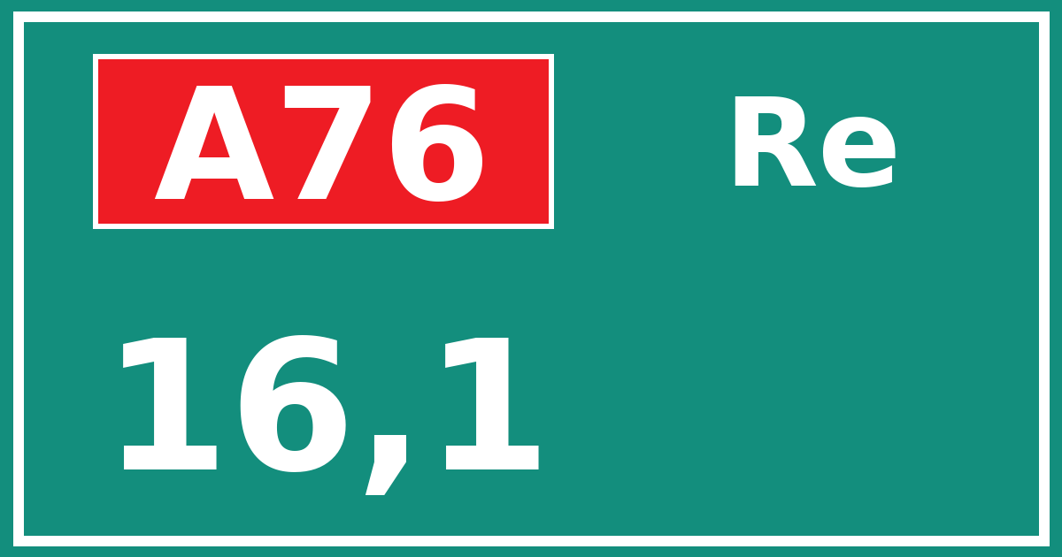 Hectometerbord A76 16,1 zijde Re