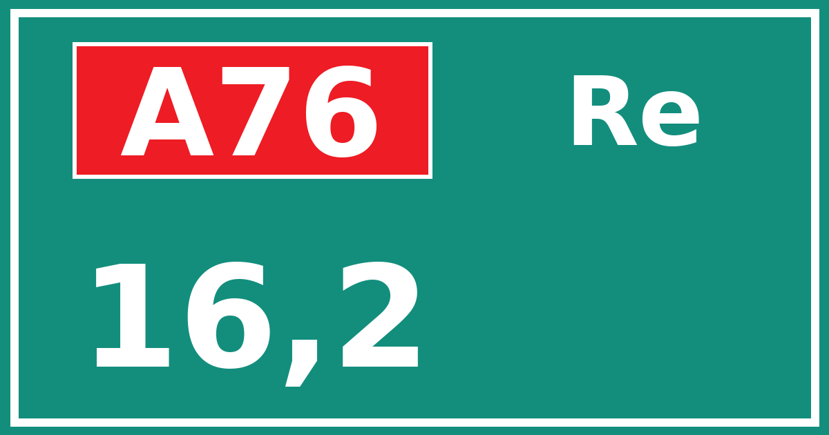 Hectometerbord A76 16,2 zijde Re