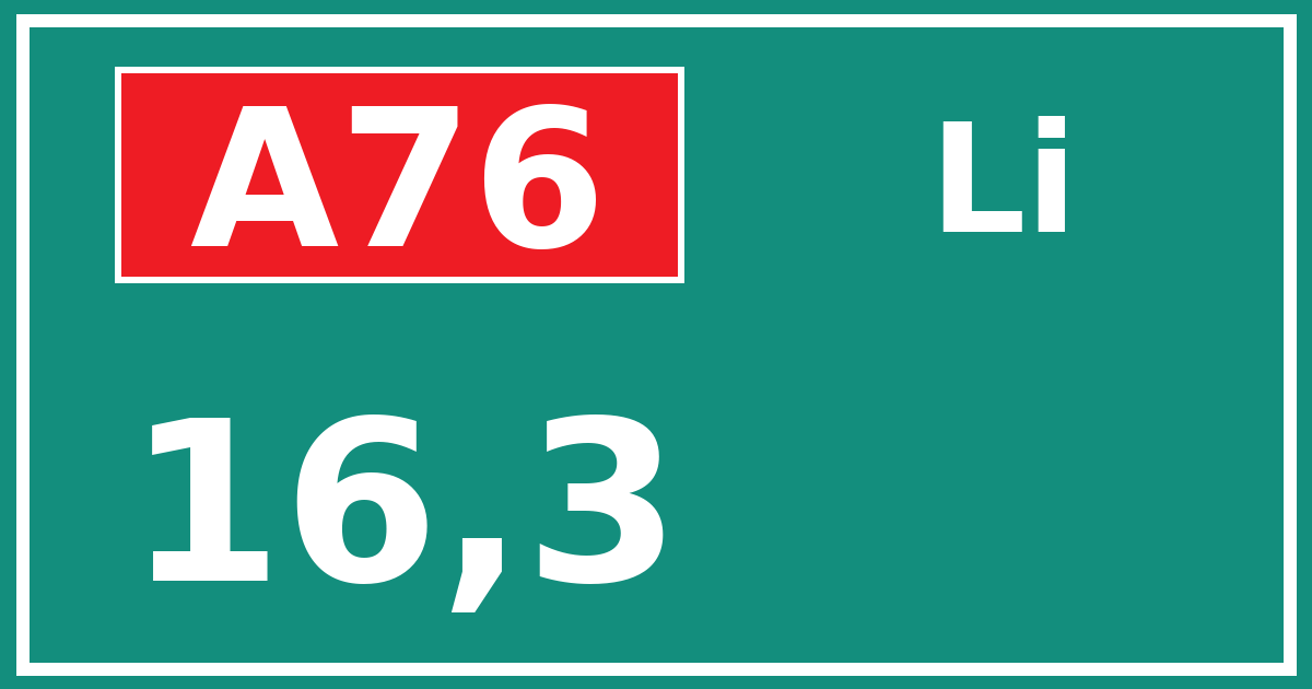 Hectometerbord A76 16,3 zijde Li