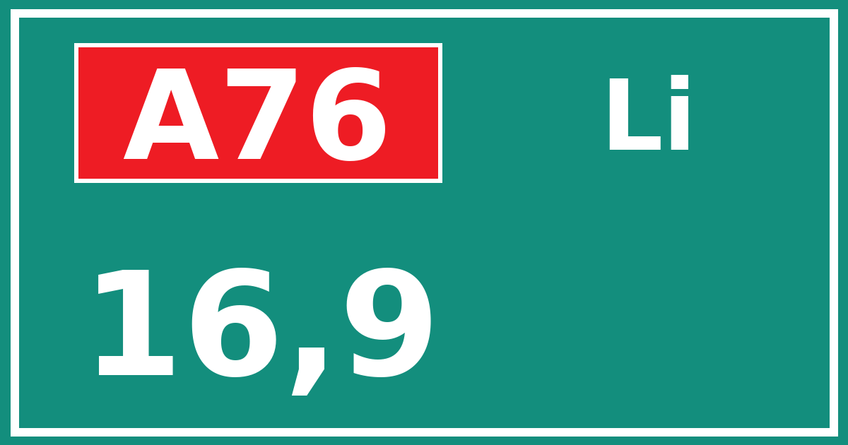Hectometerbord A76 16,9 zijde Li
