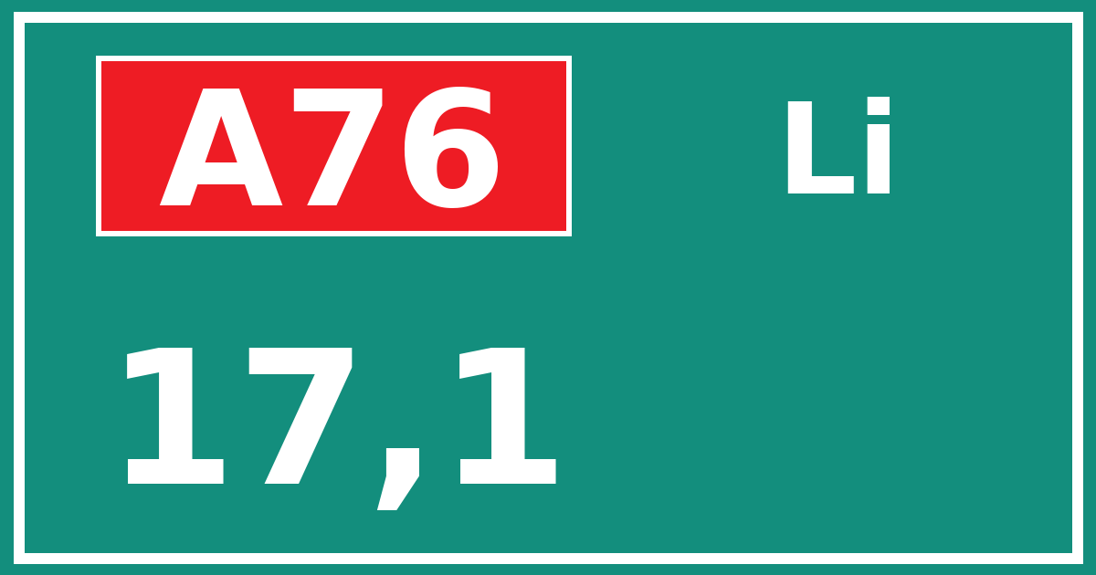 Hectometerbord A76 17,1 zijde Li
