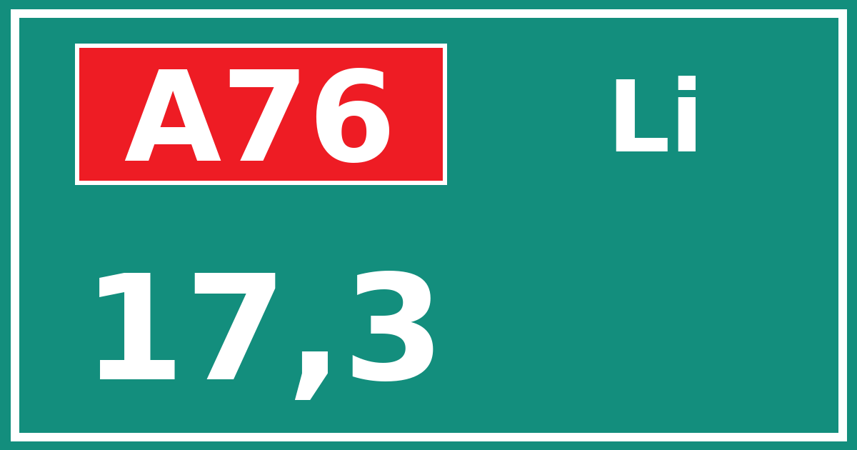 Hectometerbord A76 17,3 zijde Li