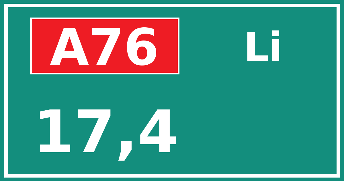 Hectometerbord A76 17,4 zijde Li