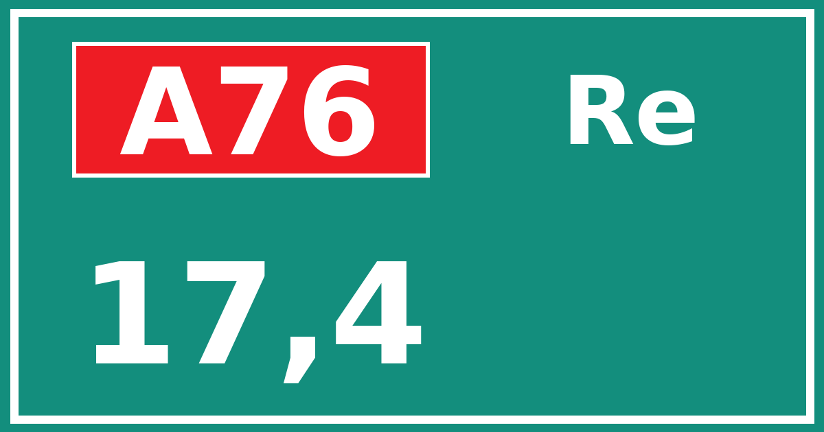 Hectometerbord A76 17,4 zijde Re