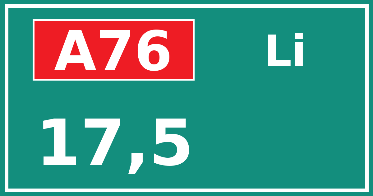 Hectometerbord A76 17,5 zijde Li