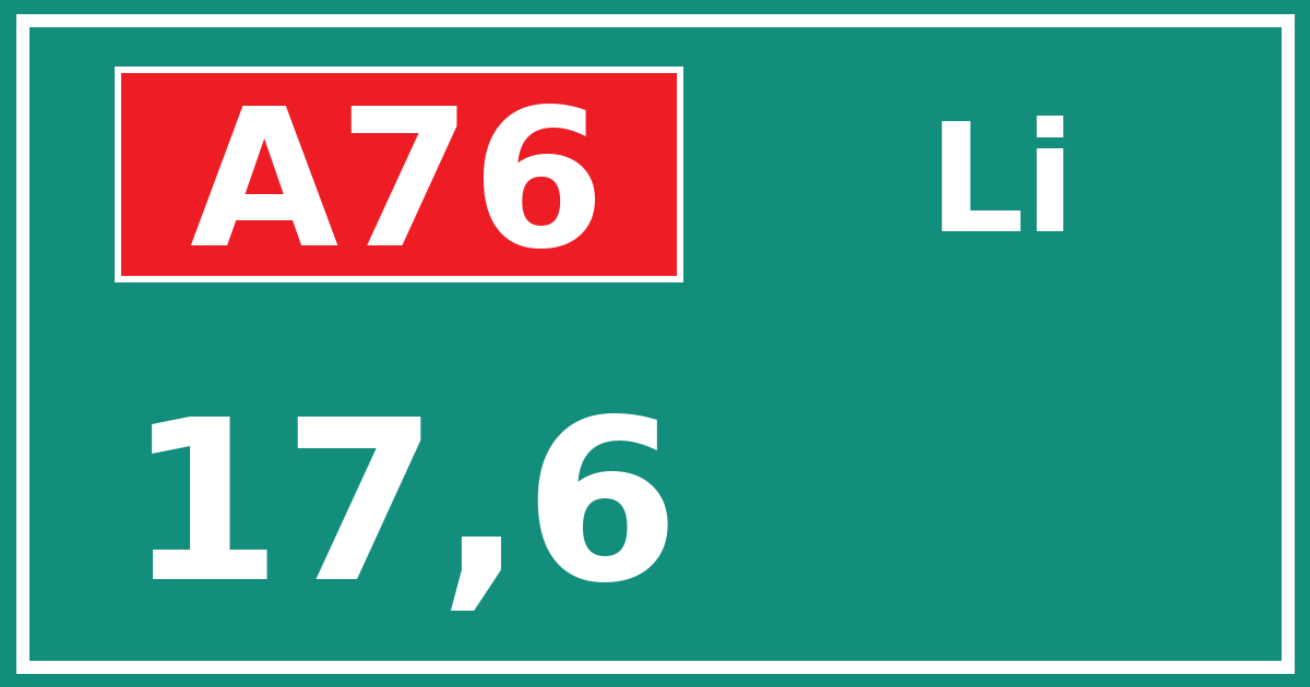 Hectometerbord A76 17,6 zijde Li
