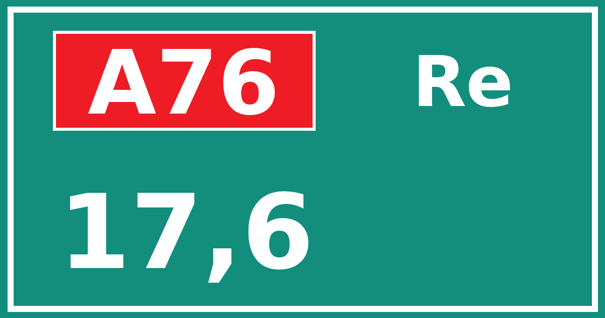 Hectometerbord A76 17,6 zijde Re