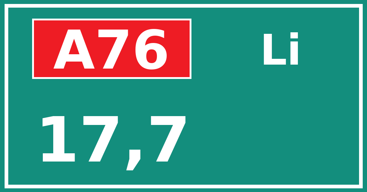 Hectometerbord A76 17,7 zijde Li