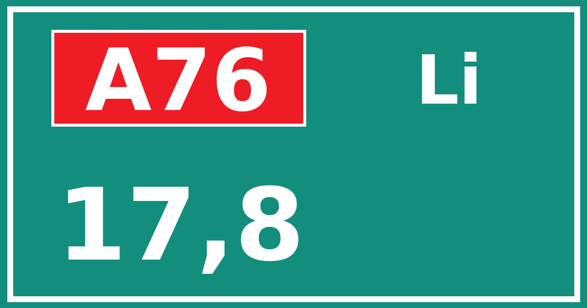 Hectometerbord A76 17,8 zijde Li