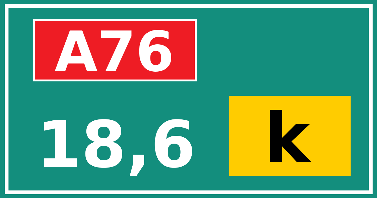 Hectometerbord A76 18,6 letter k
