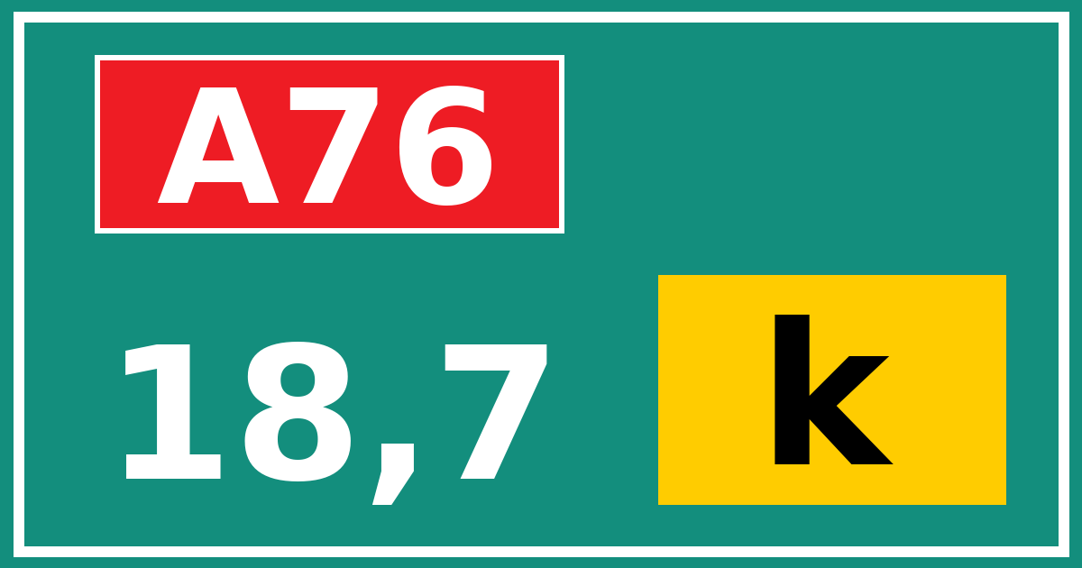Hectometerbord A76 18,7 letter k