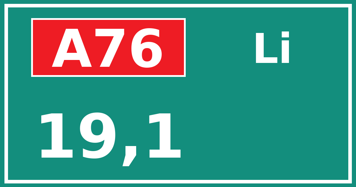 Hectometerbord A76 19,1 zijde Li