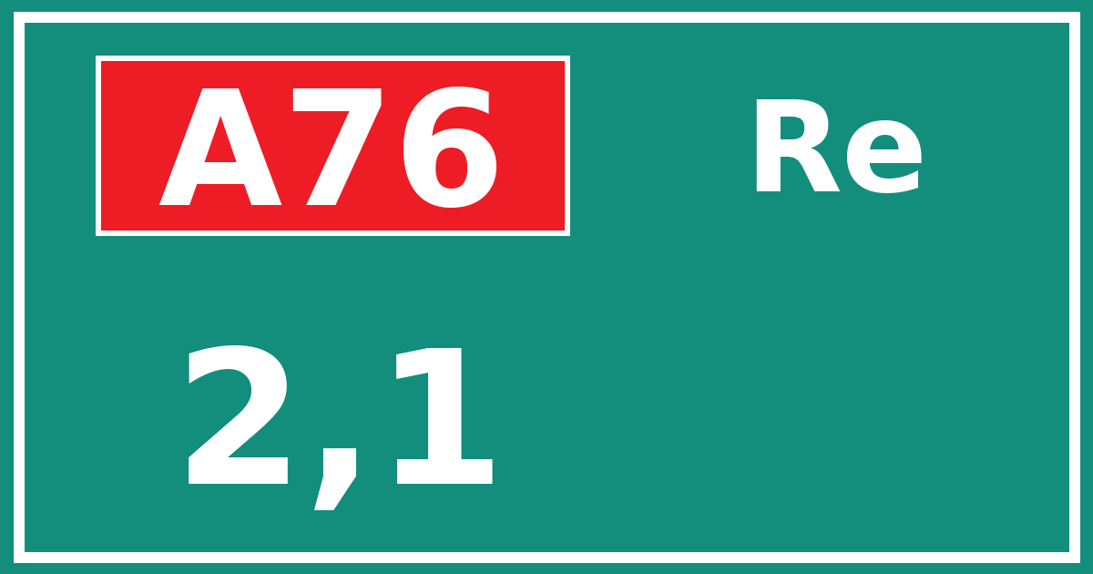 Hectometerbord A76 2,1 zijde Re