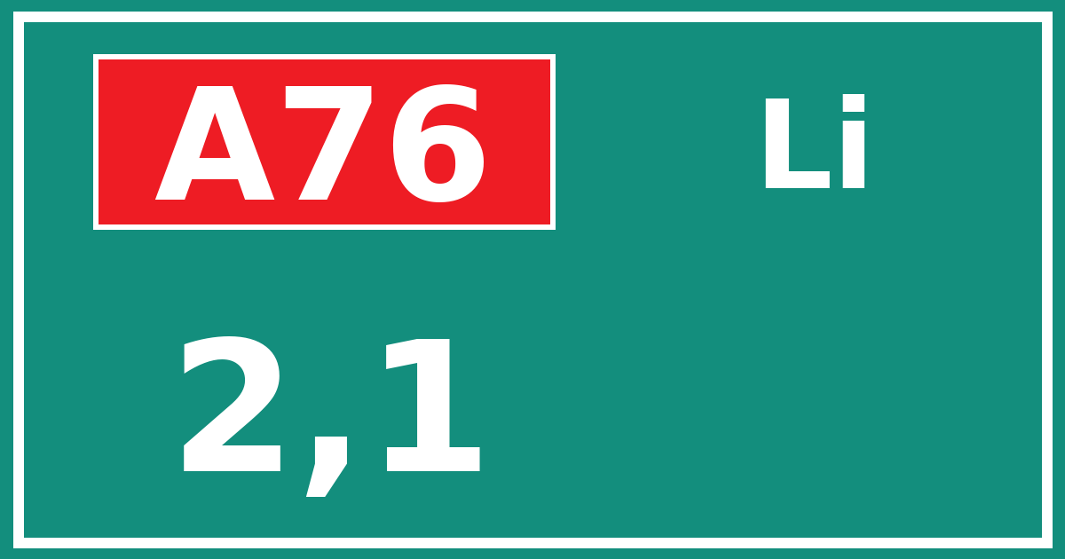 Hectometerbord A76 2,1 zijde Li