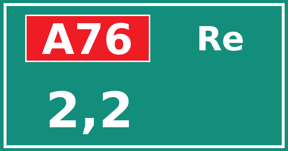 Hectometerbord A76 2,2 zijde Re