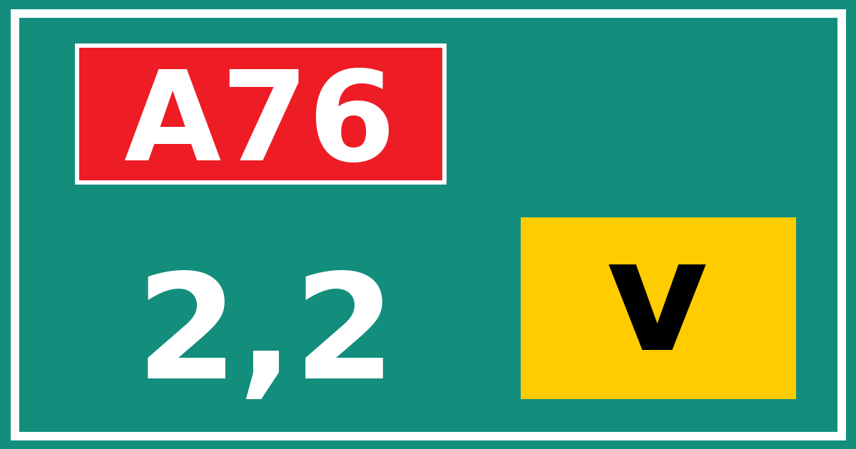 Hectometerbord A76 2,2 letter v