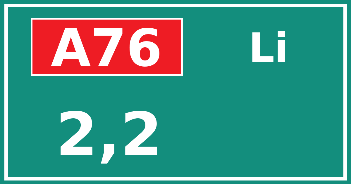 Hectometerbord A76 2,2 zijde Li