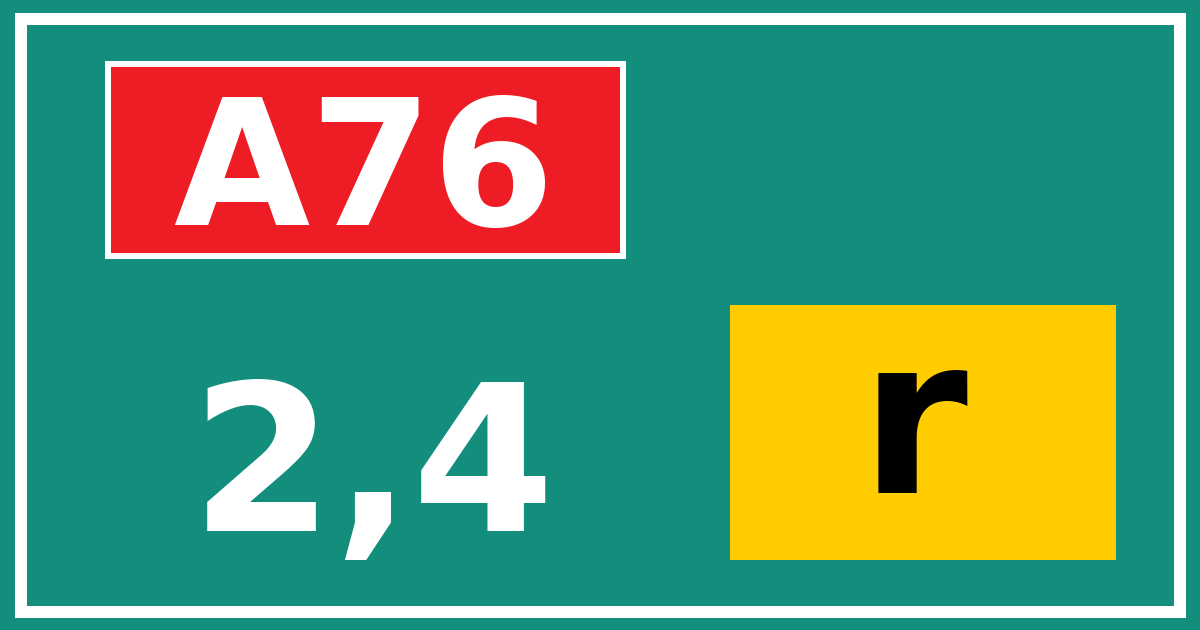 Hectometerbord A76 2,4 letter r