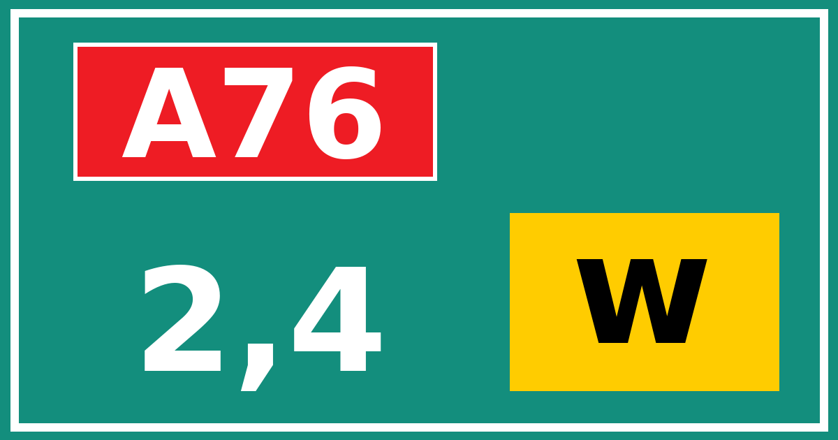 Hectometerbord A76 2,4 letter w