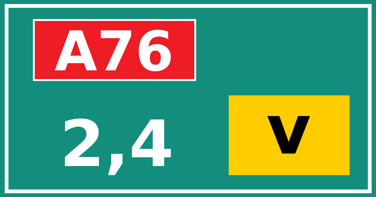Hectometerbord A76 2,4 letter v