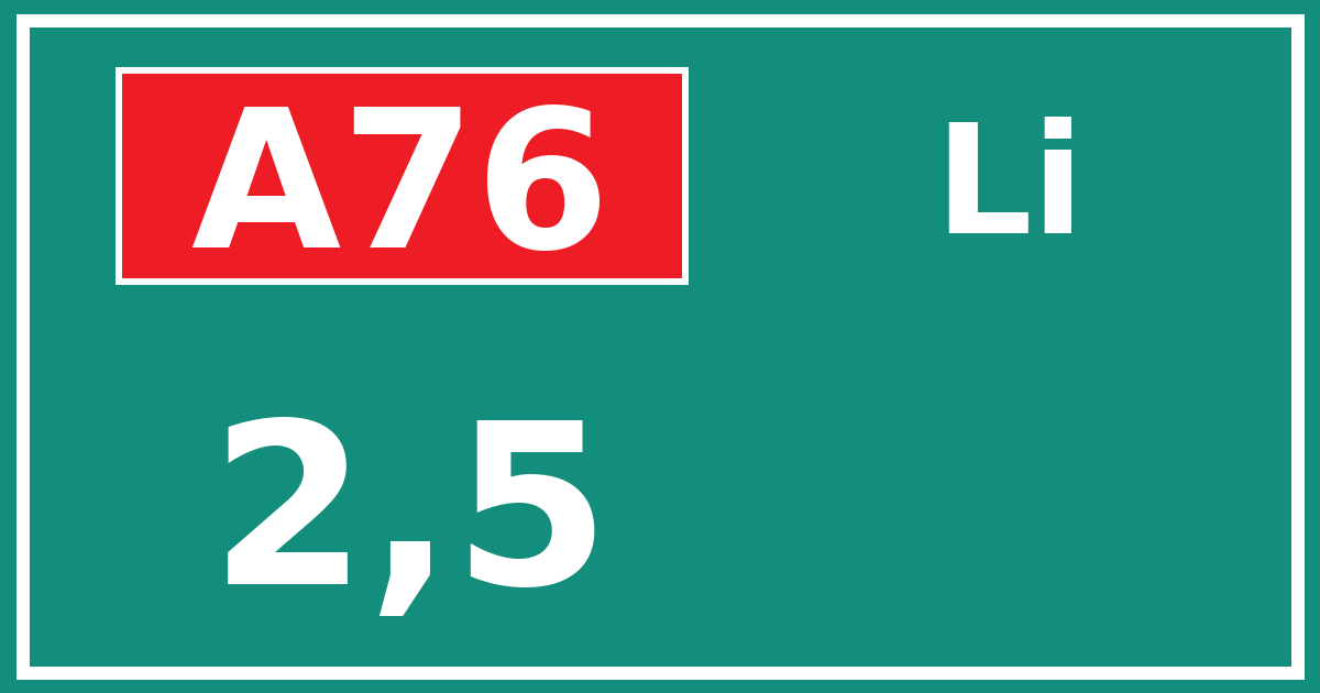 Hectometerbord A76 2,5 zijde Li