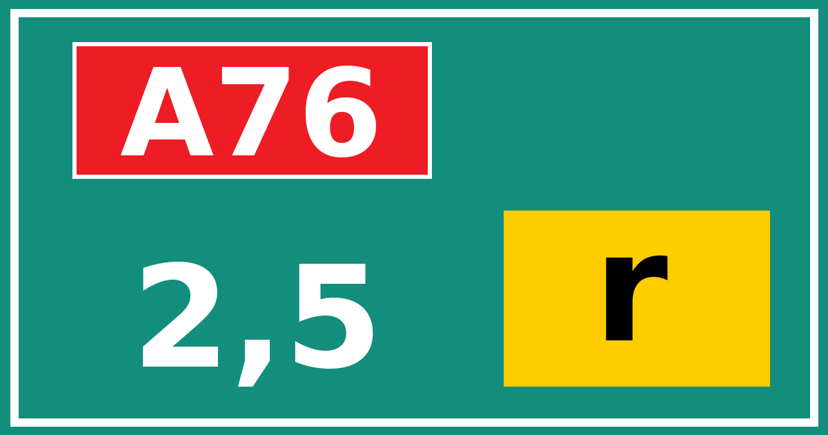 Hectometerbord A76 2,5 letter r