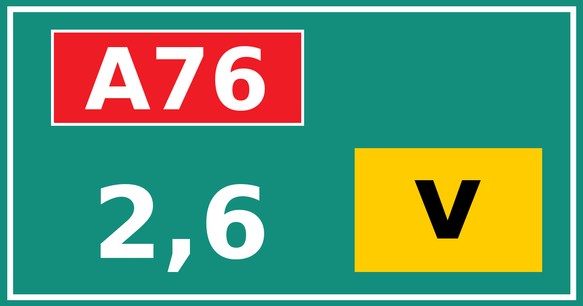 Hectometerbord A76 2,6 letter v