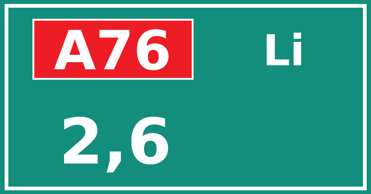 Hectometerbord A76 2,6 zijde Li