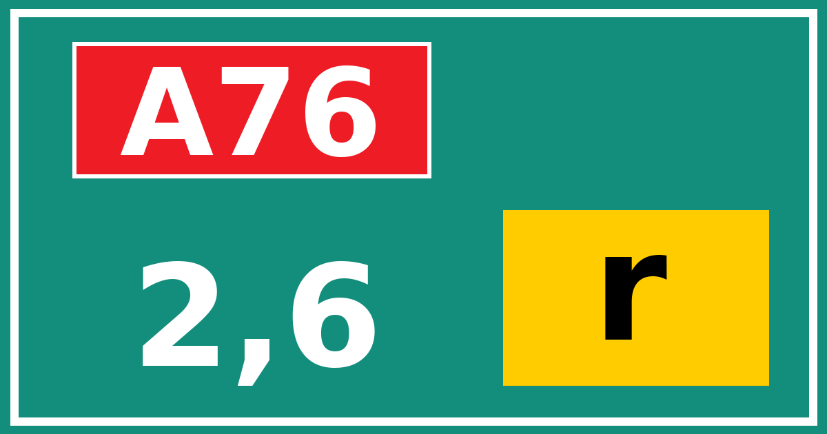 Hectometerbord A76 2,6 letter r