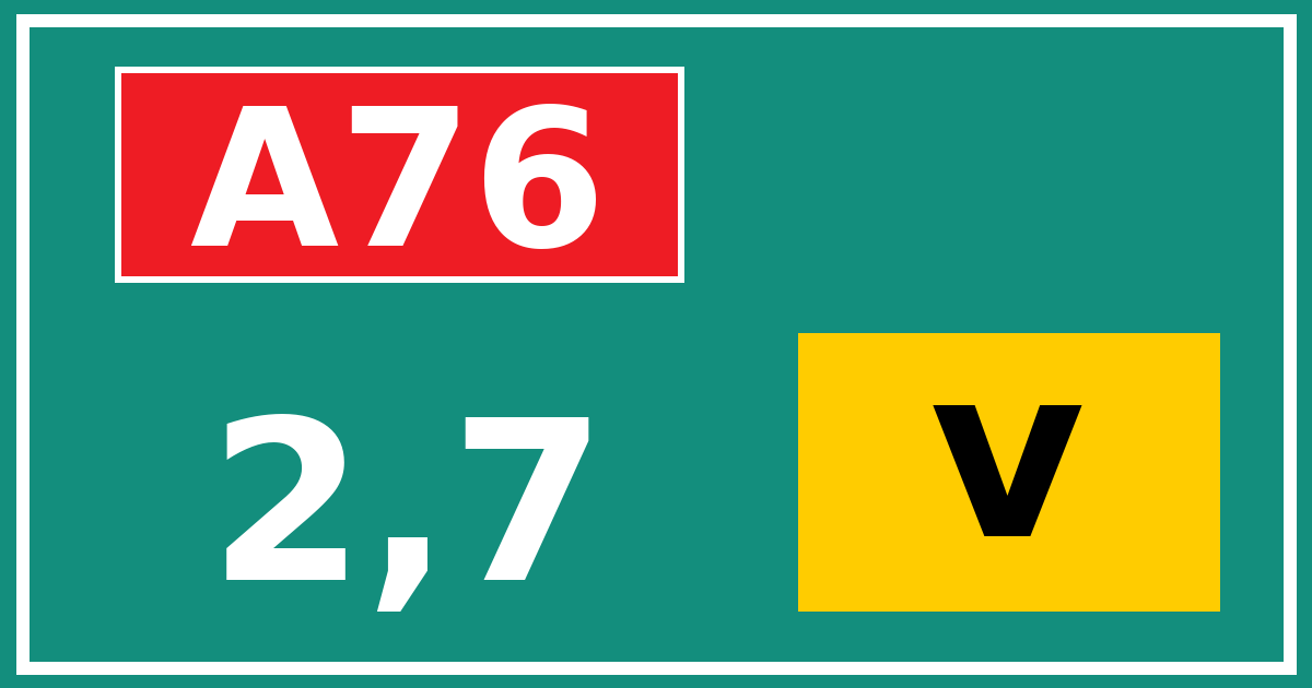 Hectometerbord A76 2,7 letter v