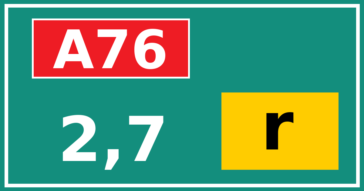 Hectometerbord A76 2,7 letter r