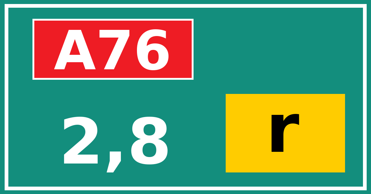 Hectometerbord A76 2,8 letter r