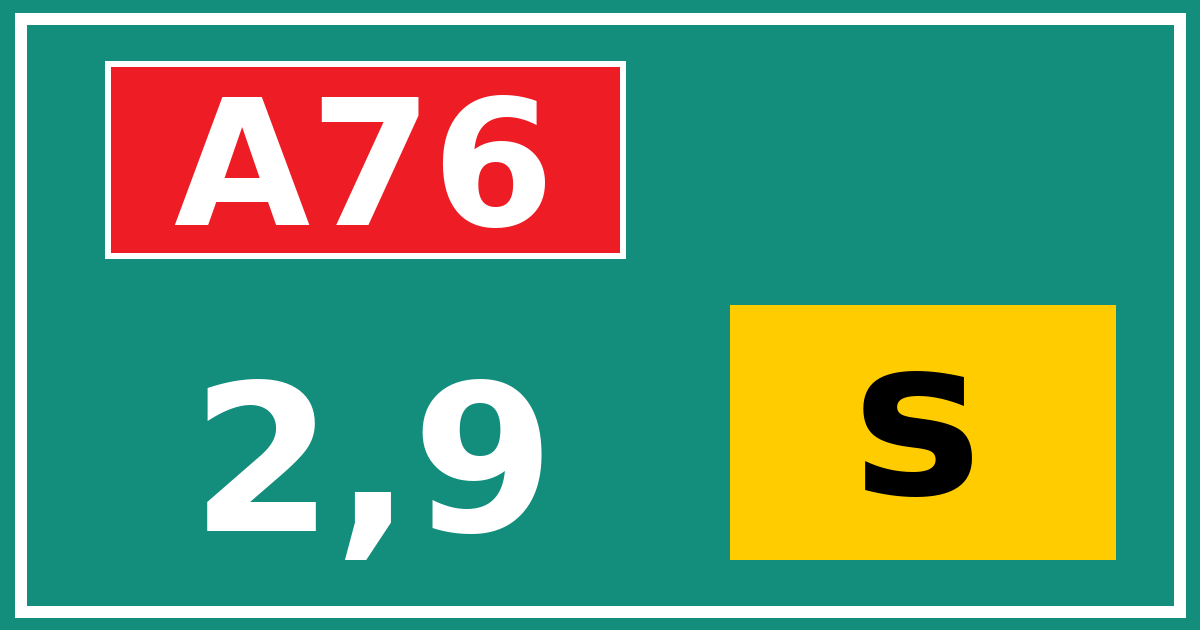 Hectometerbord A76 2,9 letter s