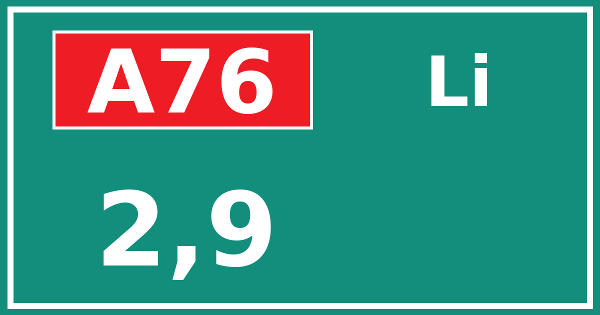 Hectometerbord A76 2,9 zijde Li
