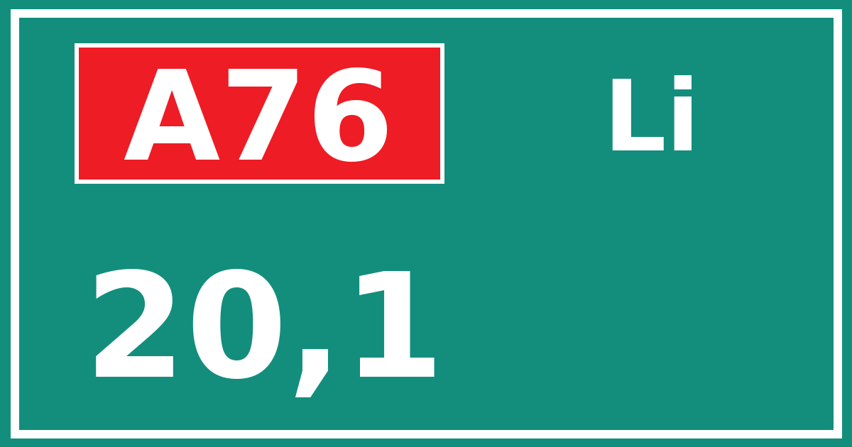 Hectometerbord A76 20,1 zijde Li
